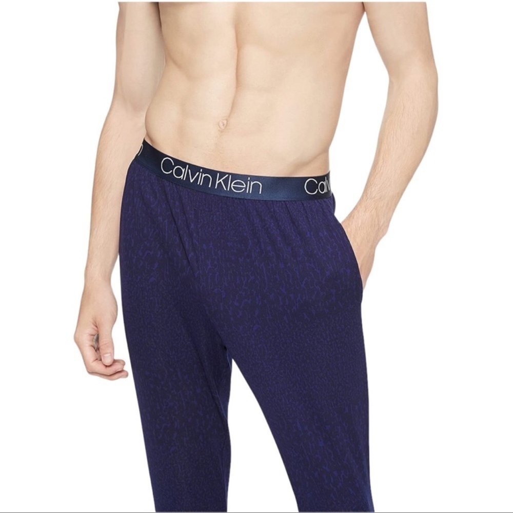 Calvin Klein Ultra Soft Abstract Blue Modal Lounge Jogger Mens Sleepwear XL - Picture 3 of 10